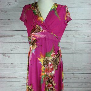 Bright Pink Fuscia Flowing Floral Dress 3XL NWT